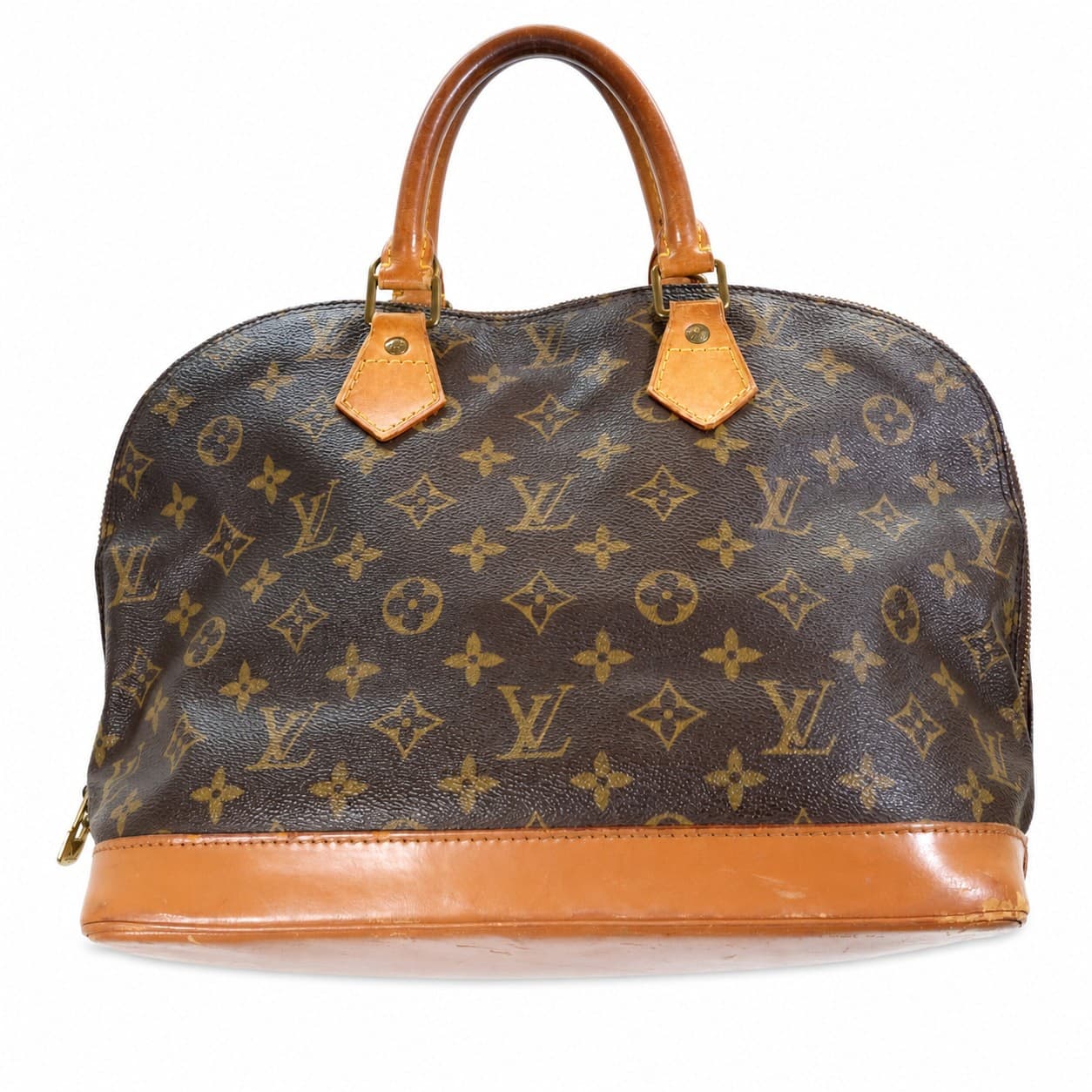 Louis Vuitton Alma PM Monogram Canvas Leather Handbag Purse Bag Brown