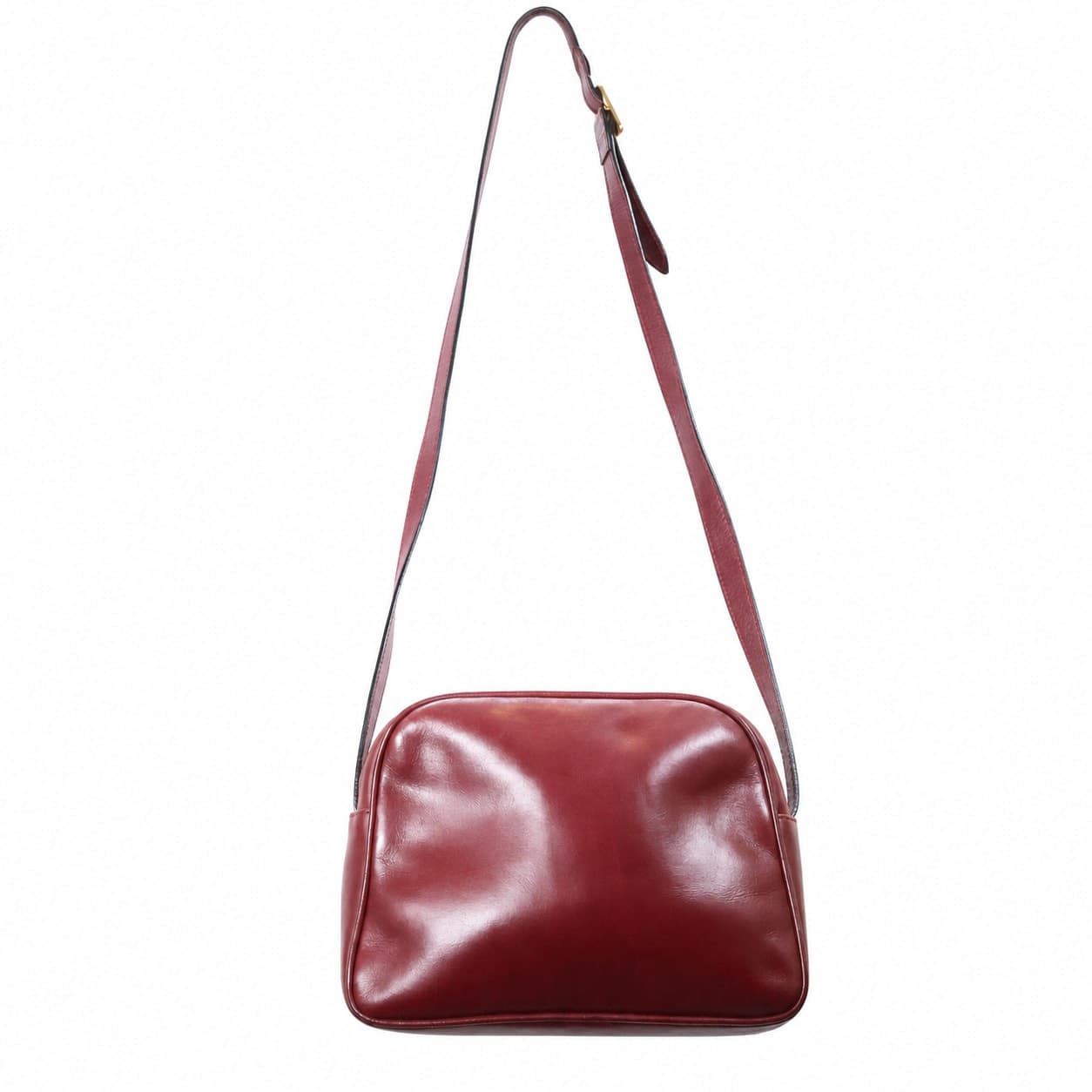 Balenciaga Vintage BB Logo Burgundy Leather Crossbody Shoulder Bag Purse Handbag