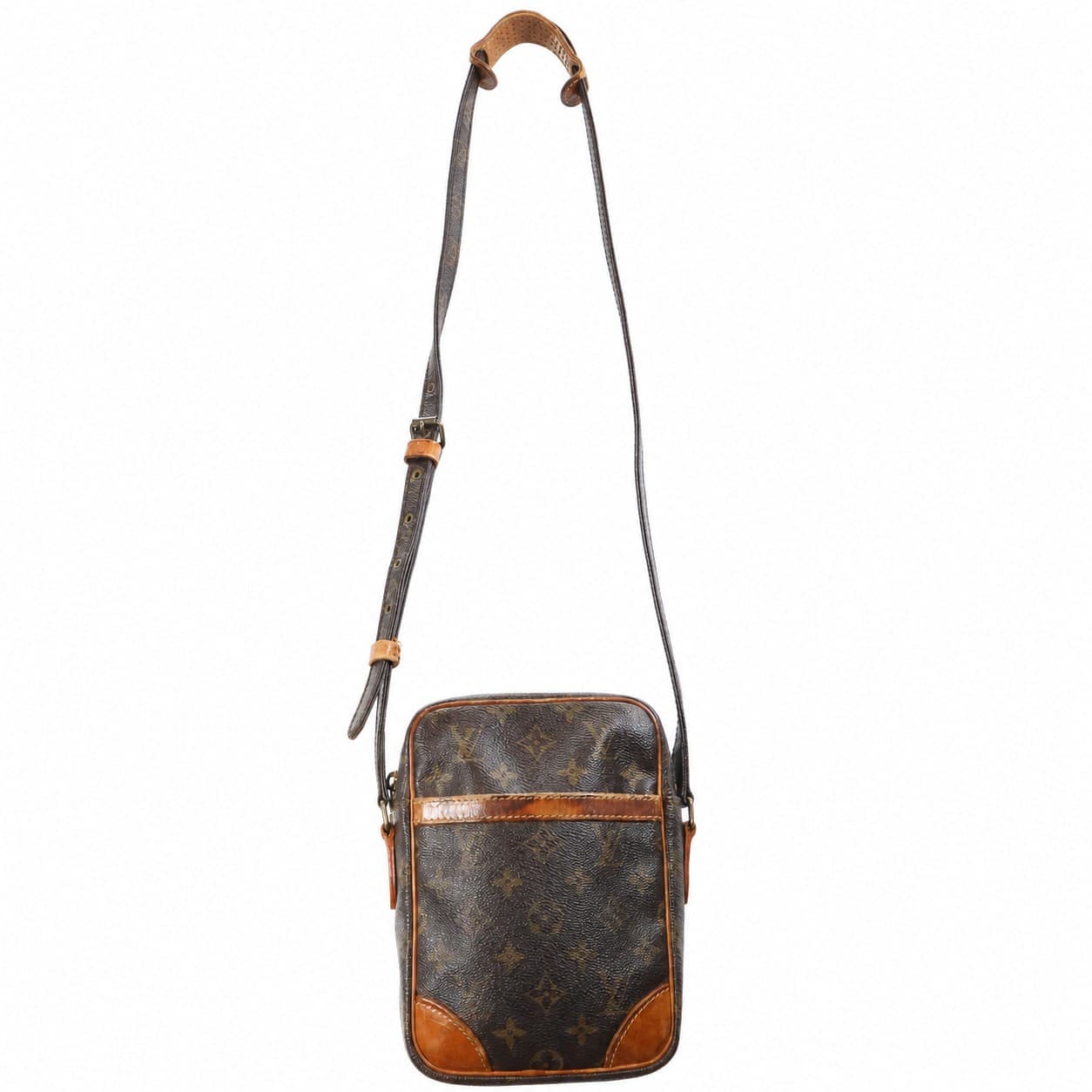 Louis Vuitton Danube Monogram Canvas Crossbody Shoulder Bag Handbag Purse Brown