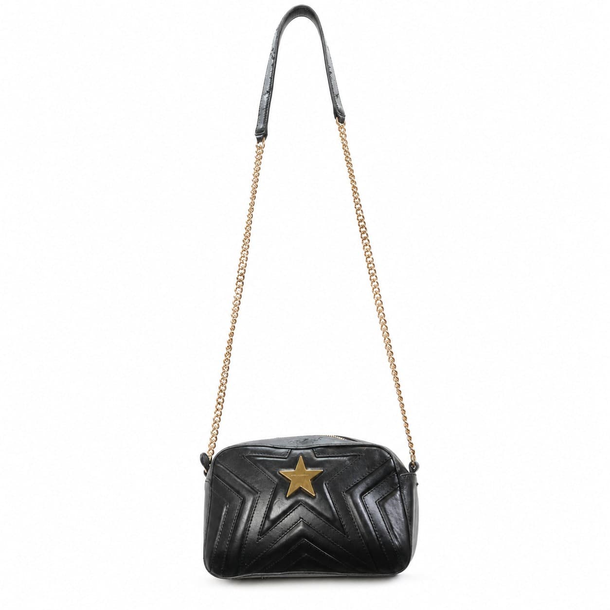 Stella McCartney Stella Star Black Quilted Faux Leather Crossbody Shoulder Bag Camera Bag