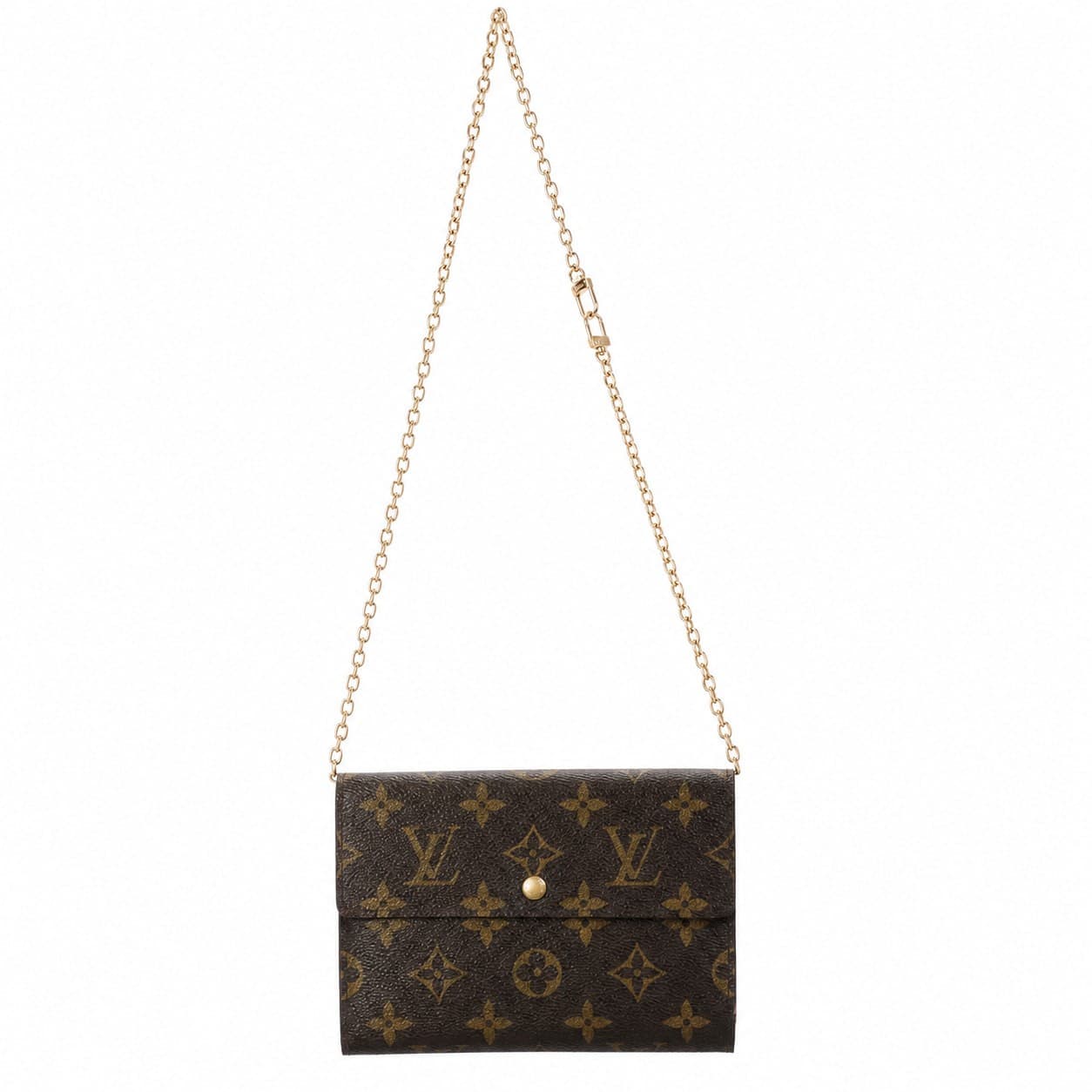 Louis Vuitton Porte Tresor Monogram Canvas Wallet On Chain Crossbody Handbag