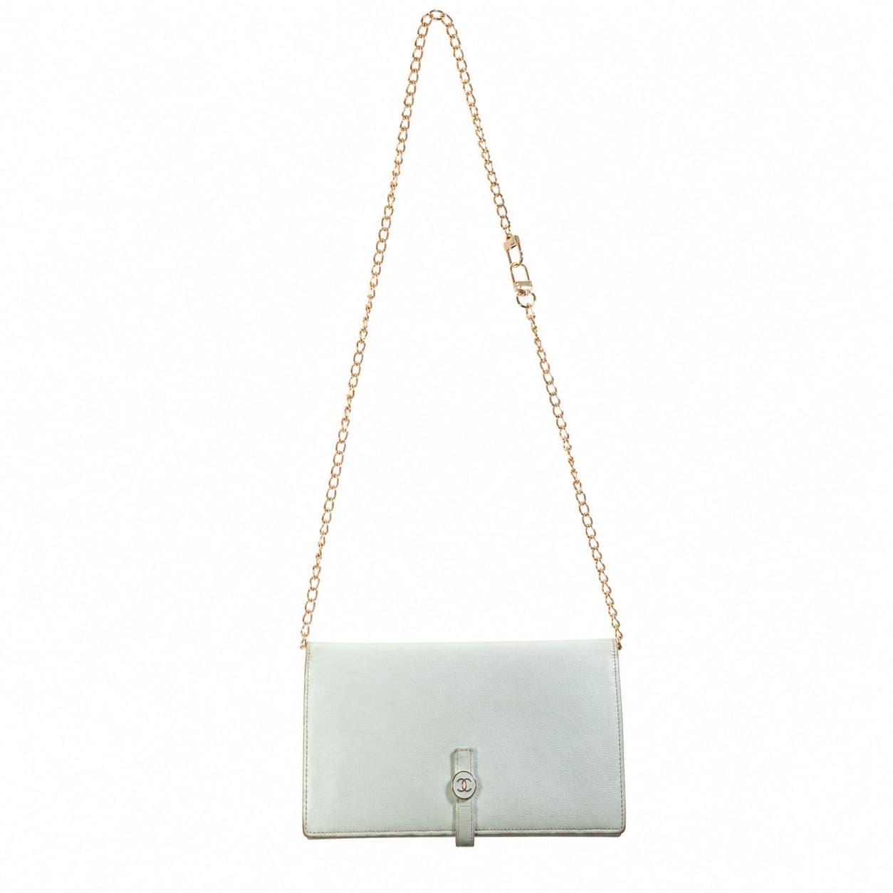 Chanel Caviar Leather Wallet On Chain WOC Crossbody Handbag Purse Mint Green Gold