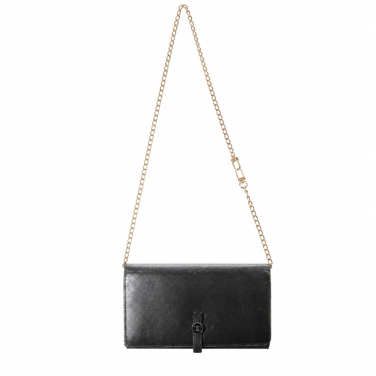 Chanel Black Caviar Leather Wallet On Chain WOC Crossbody Shoulder Bag Purse
