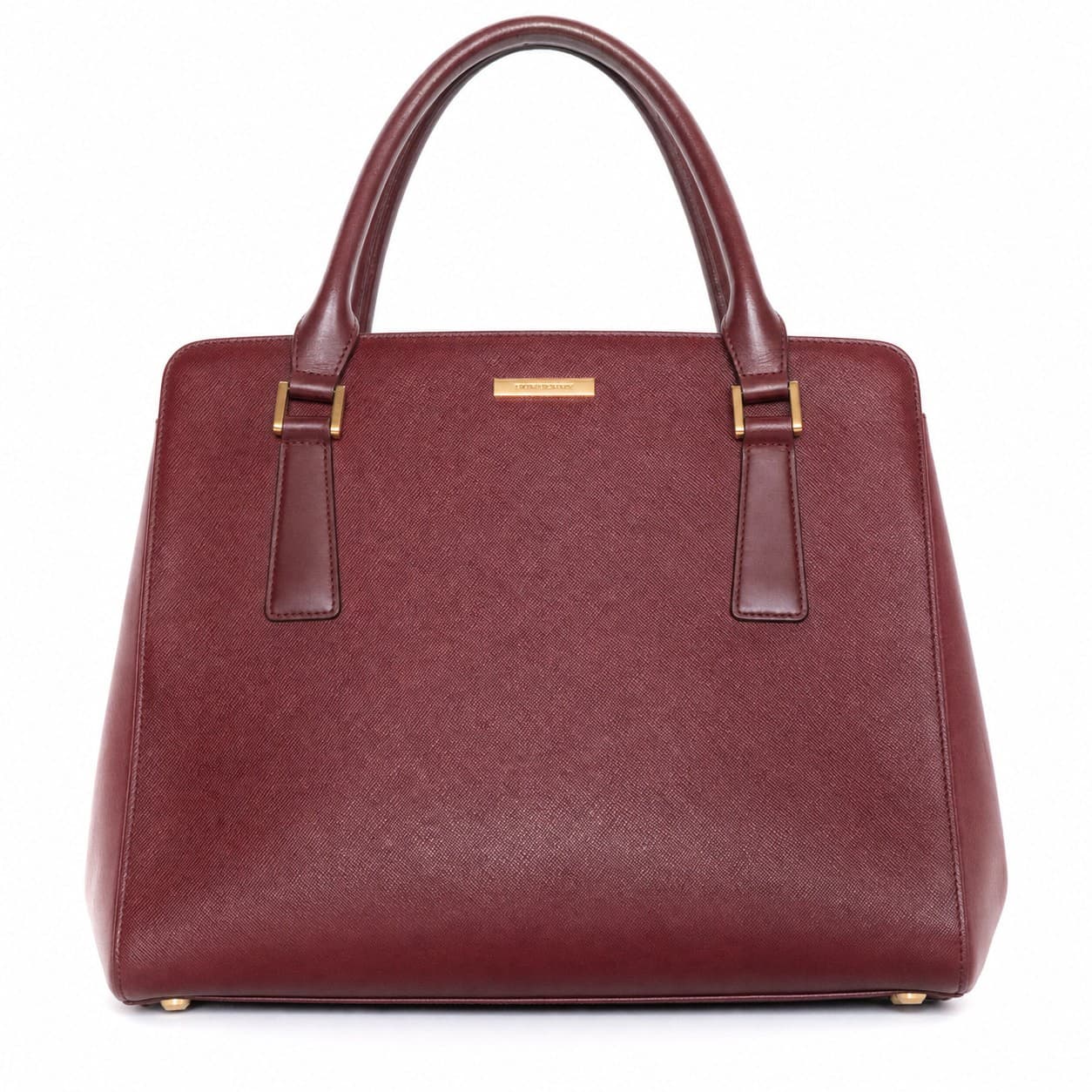 Burberry Saffiano Leather Top Handle Bag Handbag Purse Burgundy