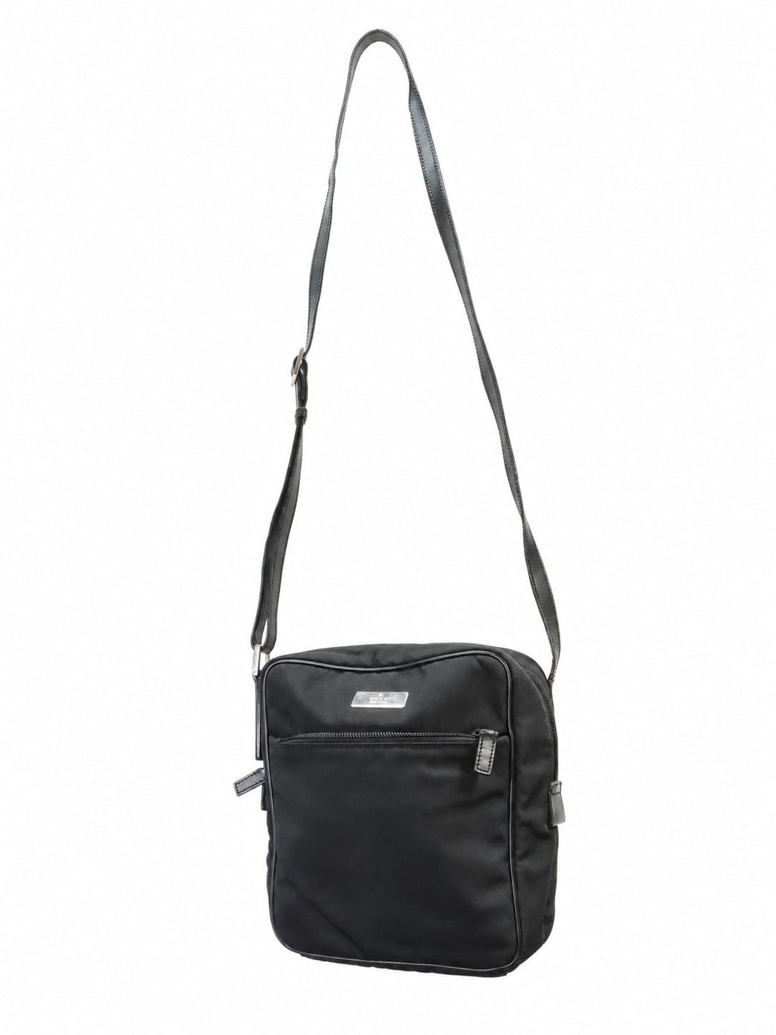Gucci Black Nylon Leather Trim Crossbody Messenger Bag Shoulder Bag Purse