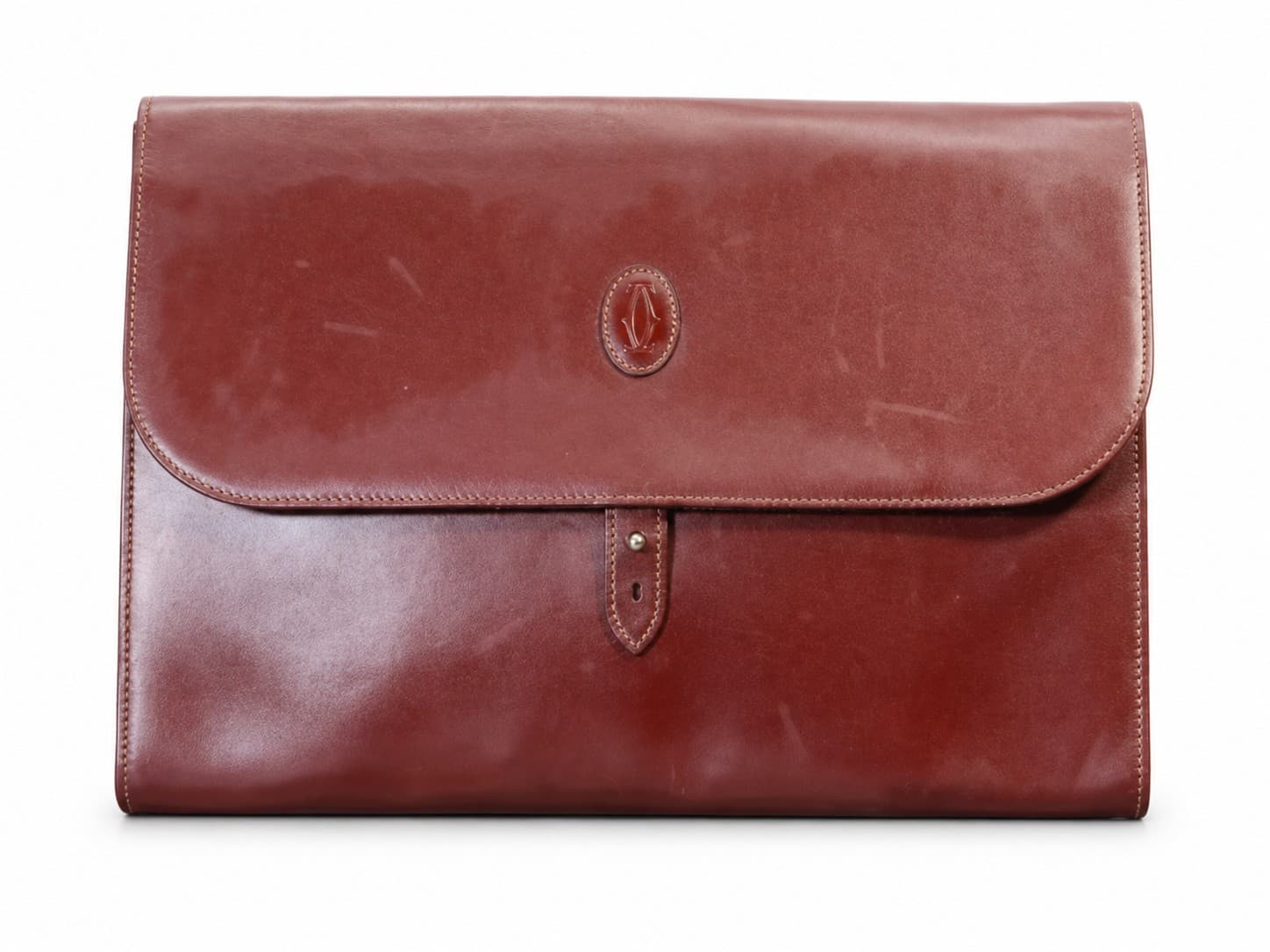 Cartier Must De Cartier Burgundy Leather Document Holder Clutch Bag Purse