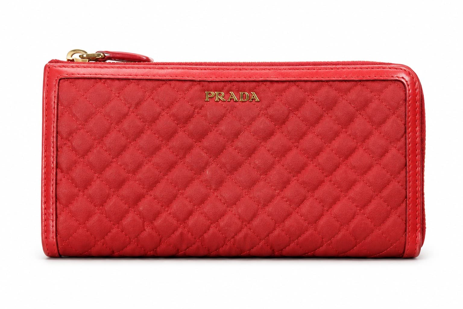 Prada Tessuto Continental Quilted Wallet Clutch Leather Trim