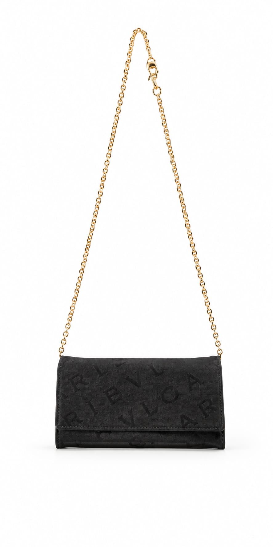 Bvlgari Printed Wallet Black Stitched Clutch Purse Crossbody Bag