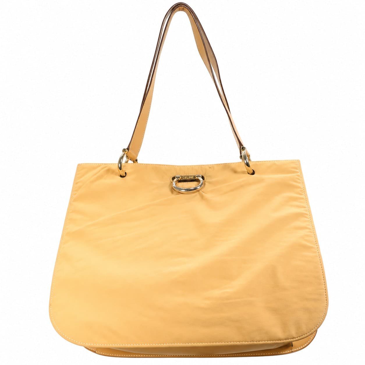 Celine Leather Shoulder Bag Handbag Purse Yellow Mustard Italy