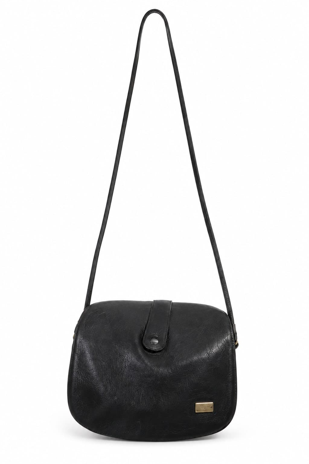 Gucci Vintage Black Leather Crossbody Shoulder Bag Purse Handbag Flap