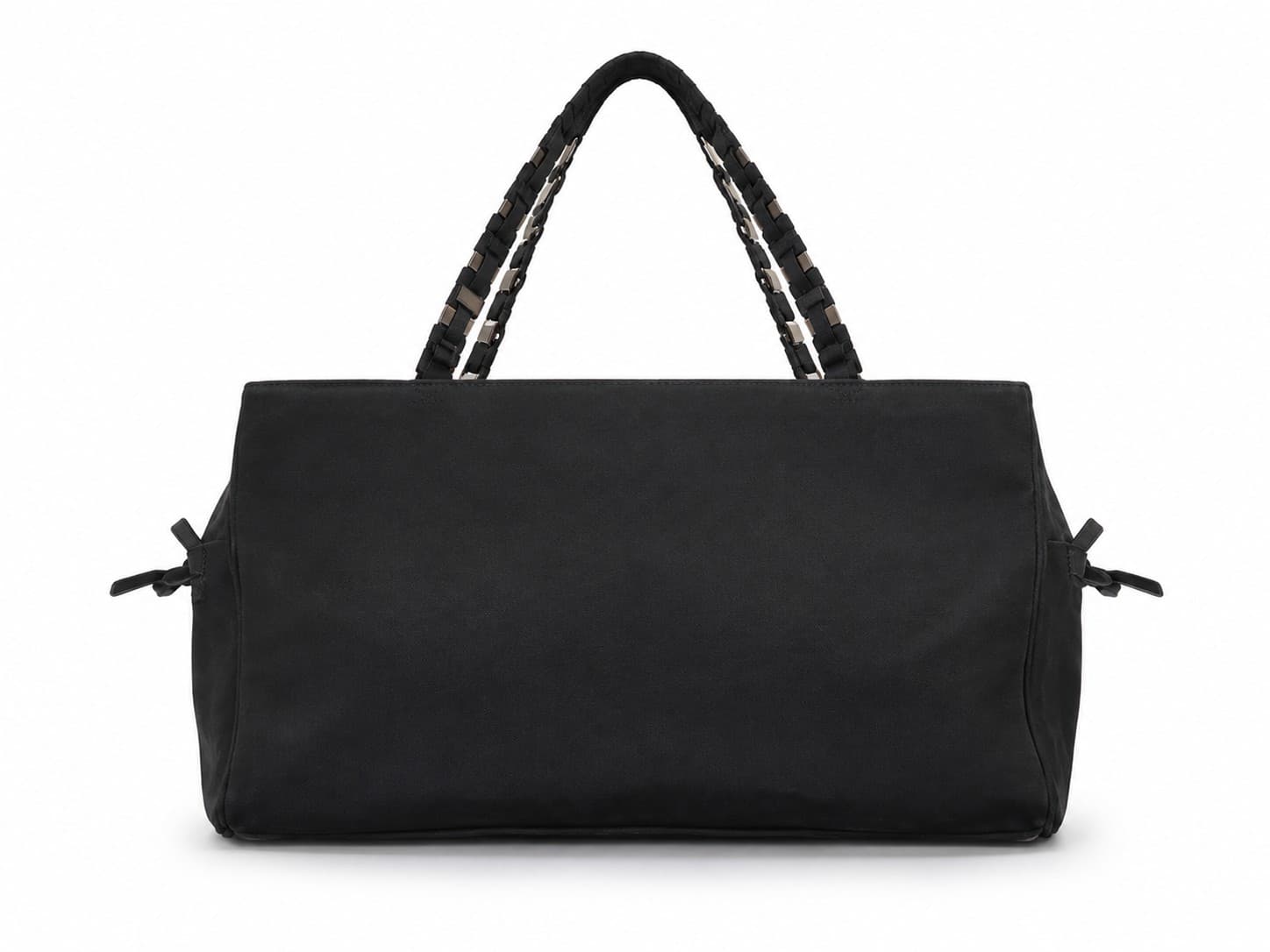 Salvatore Ferragamo Hand Bag Canvas Black Silver Shoulder Bag Purse