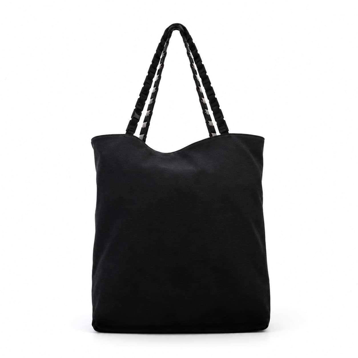 Salvatore Ferragamo Black Nylon Chain Strap Shoulder Bag Tote Handbag Purse