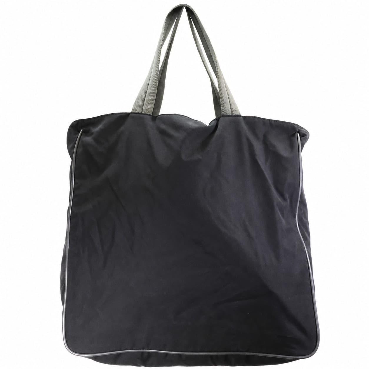 Prada Black Nylon Tote Bag Handbag Purse Grey Straps Shoulder Bag
