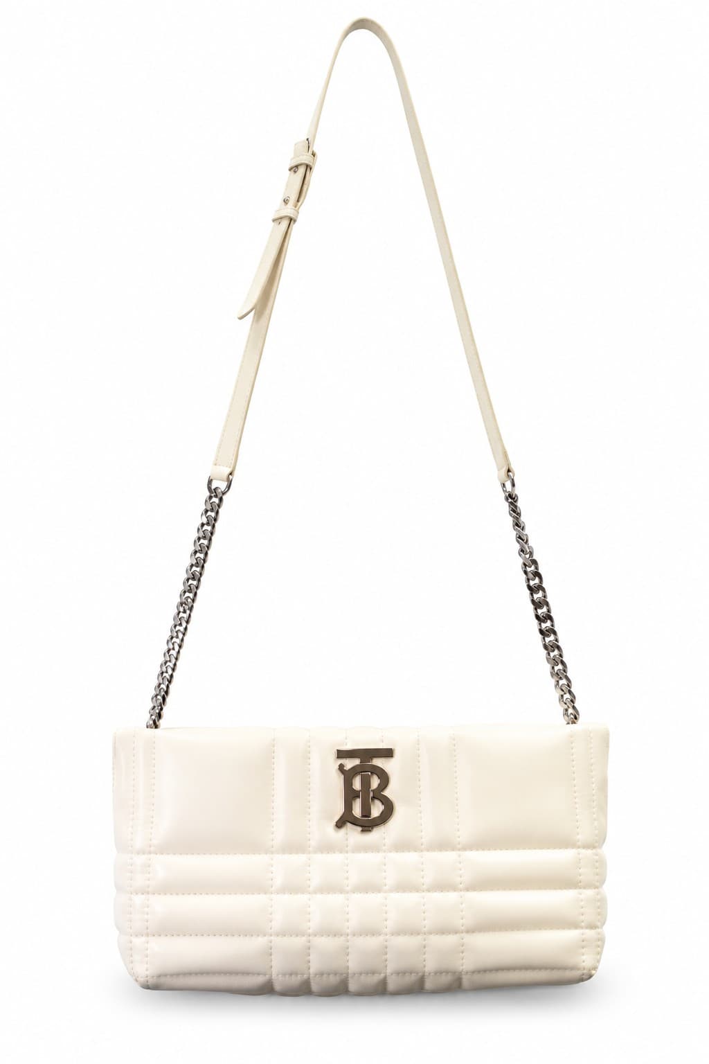 Burberry Women Quilted Lambskin Soft Lola Bag-White Crossbody Bag Purse