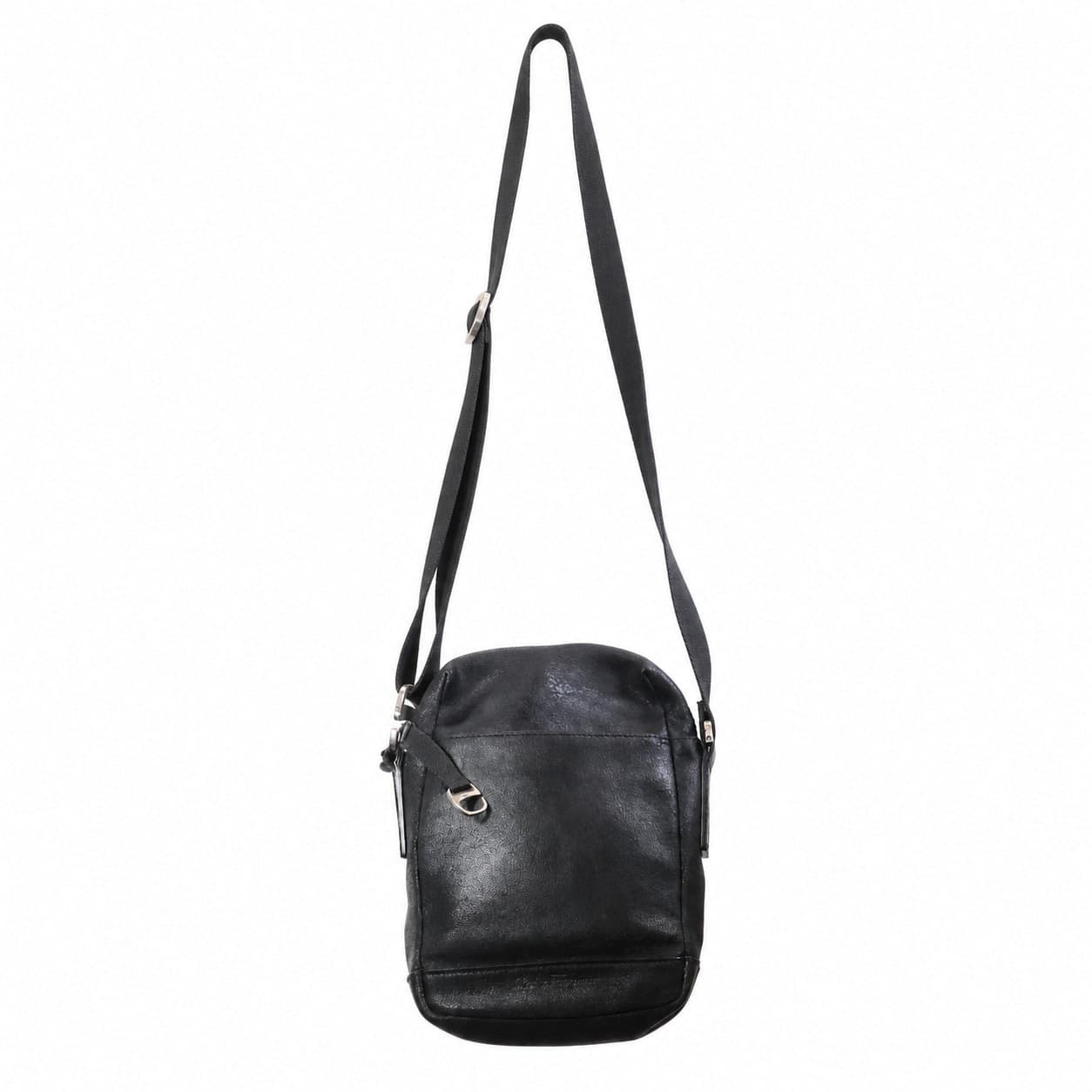 Salvatore Ferragamo Black Leather Crossbody Bag Messenger Purse Handbag