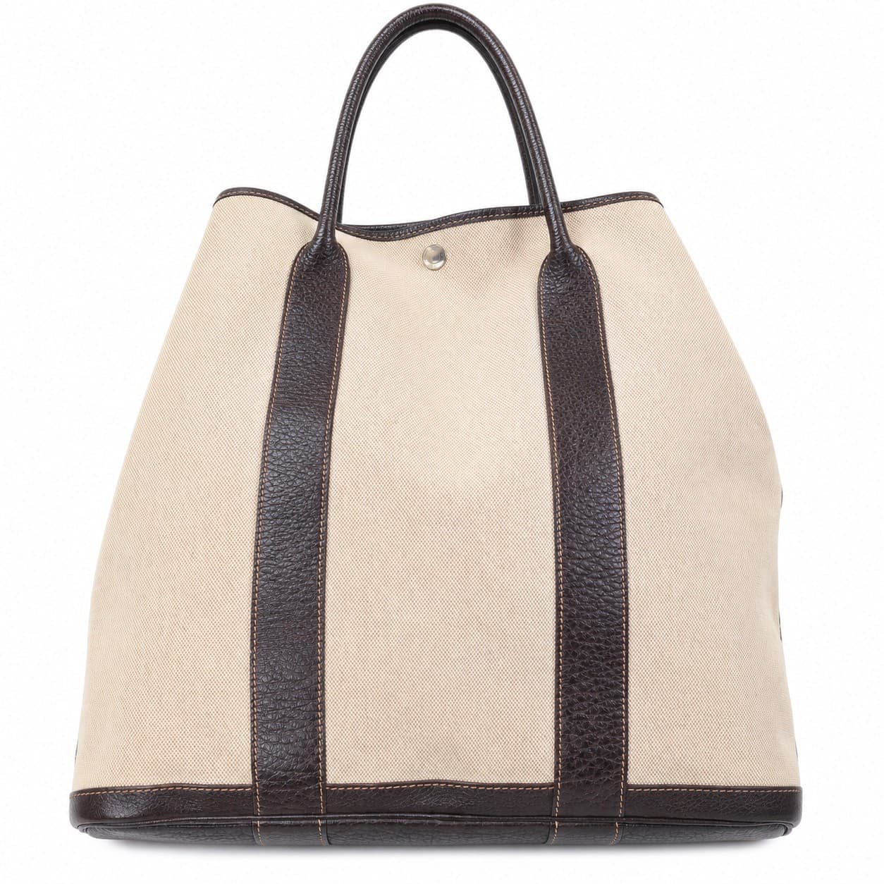 Hermès Canvas Leather Tote Handbag Purse Bag Natural Brown Garden Party