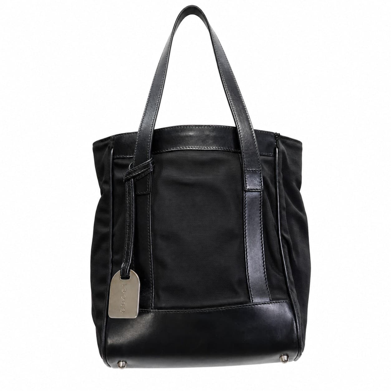 Gucci Black Canvas Leather Tote Shoulder Bag Handbag Purse