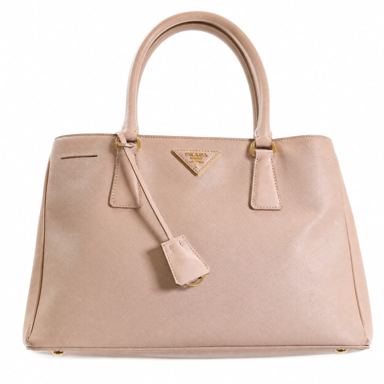 Prada Saffiano Lux Galleria Tote Handbag Shoulder Bag Leather Cammeo BN1874