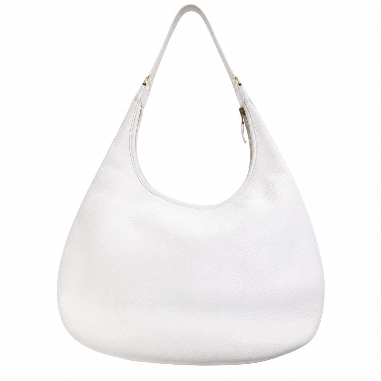 Hermès Market White Leather Hobo Shoulder Bag Handbag Purse Gold Hardware