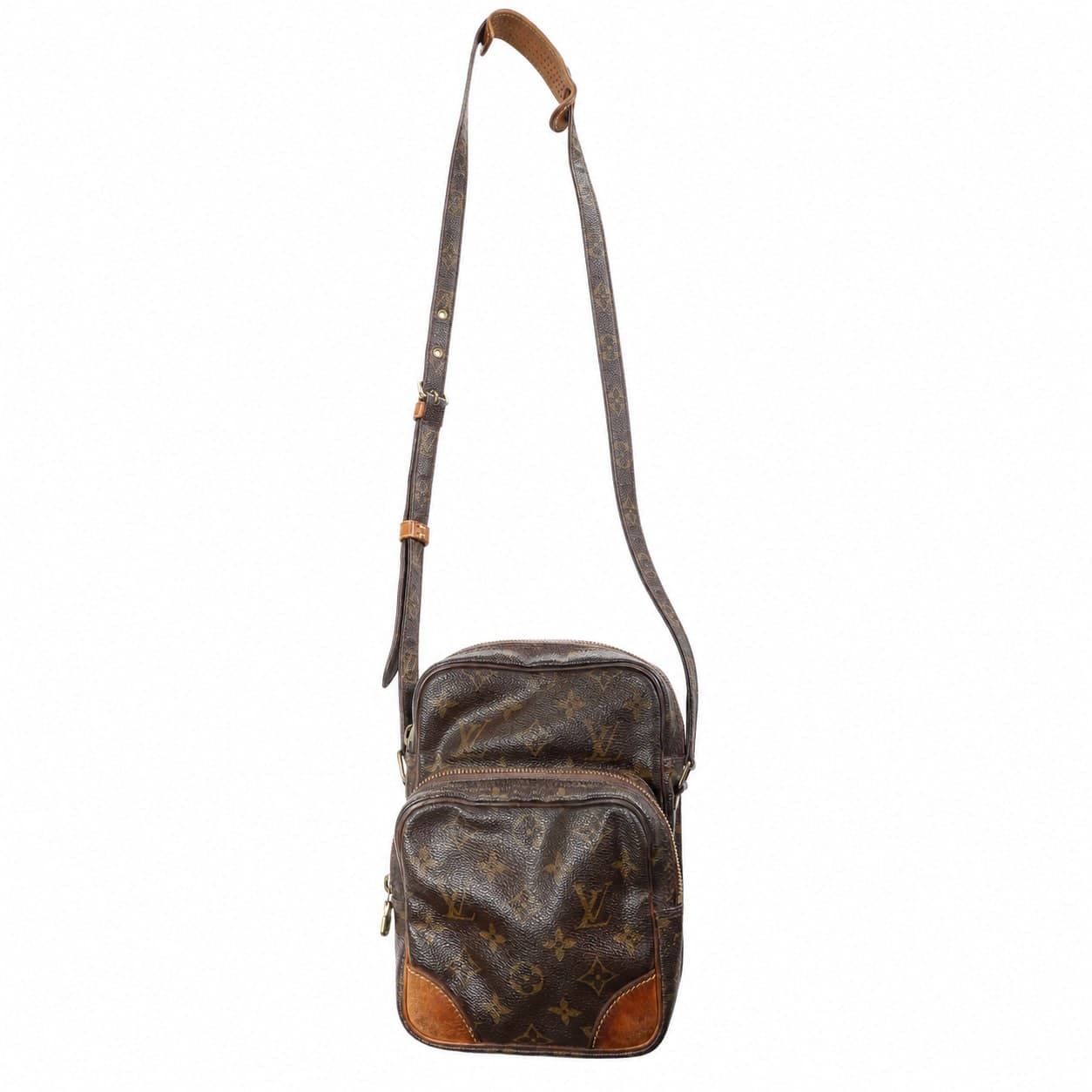 Louis Vuitton Amazone Monogram Canvas Crossbody Shoulder Bag Handbag Purse Brown