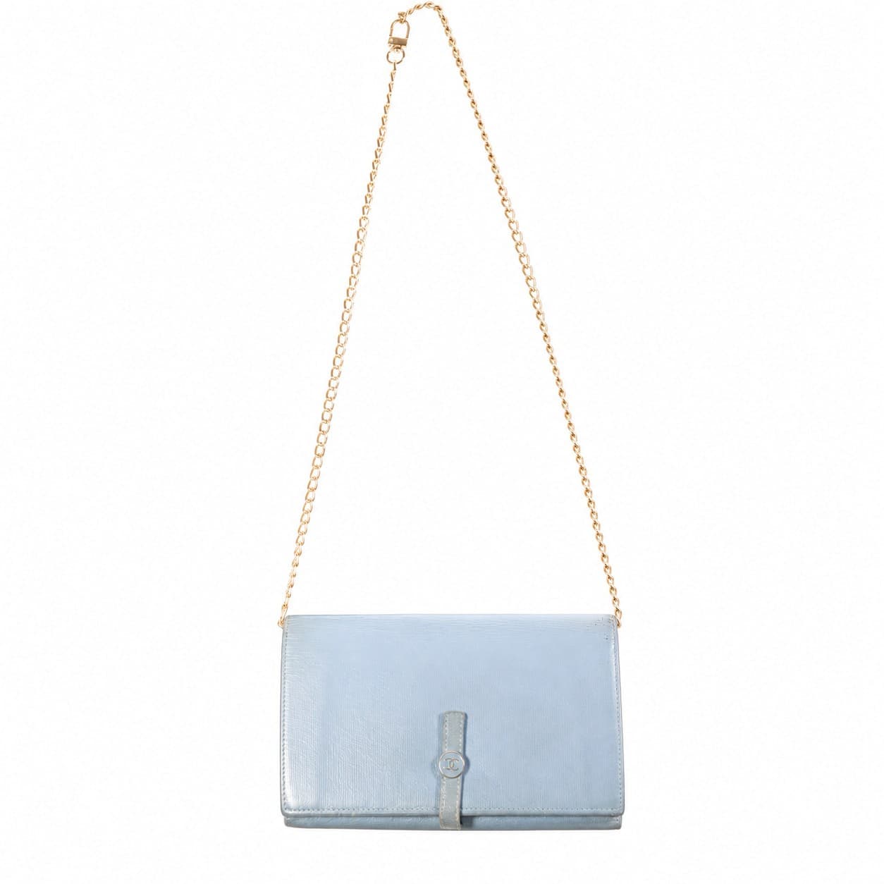 Chanel Wallet On Chain WOC Light Blue Caviar Leather Crossbody Bag Purse