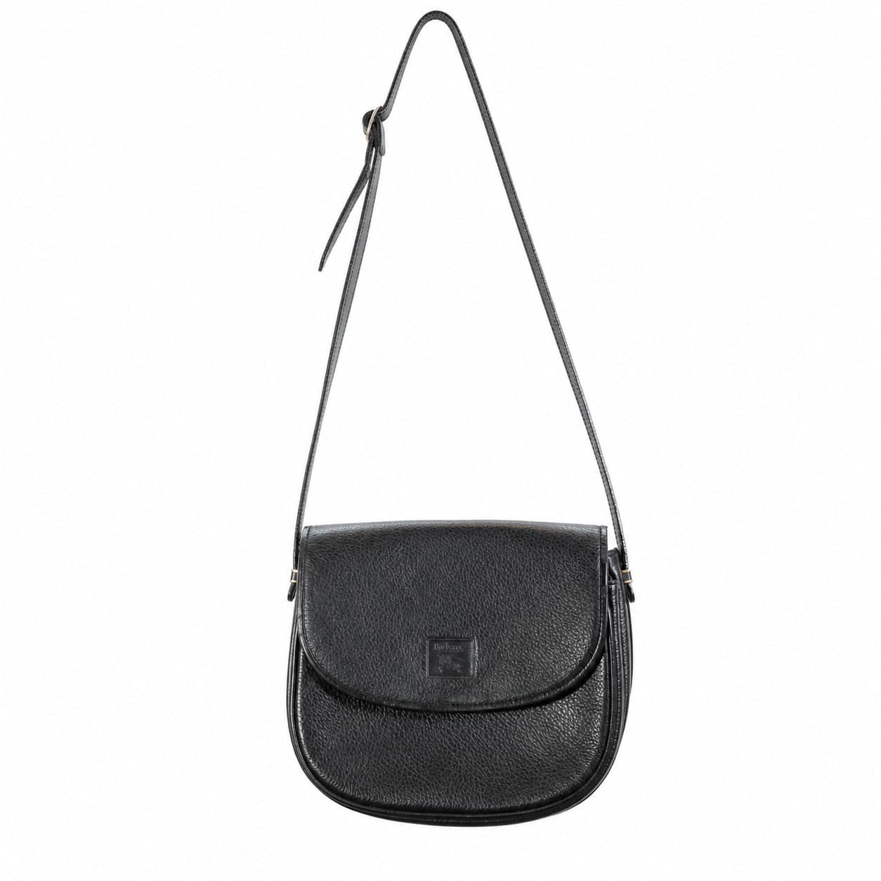 Burberrys Black Leather Crossbody Bag Saddle Bag Shoulder Bag Purse Handbag