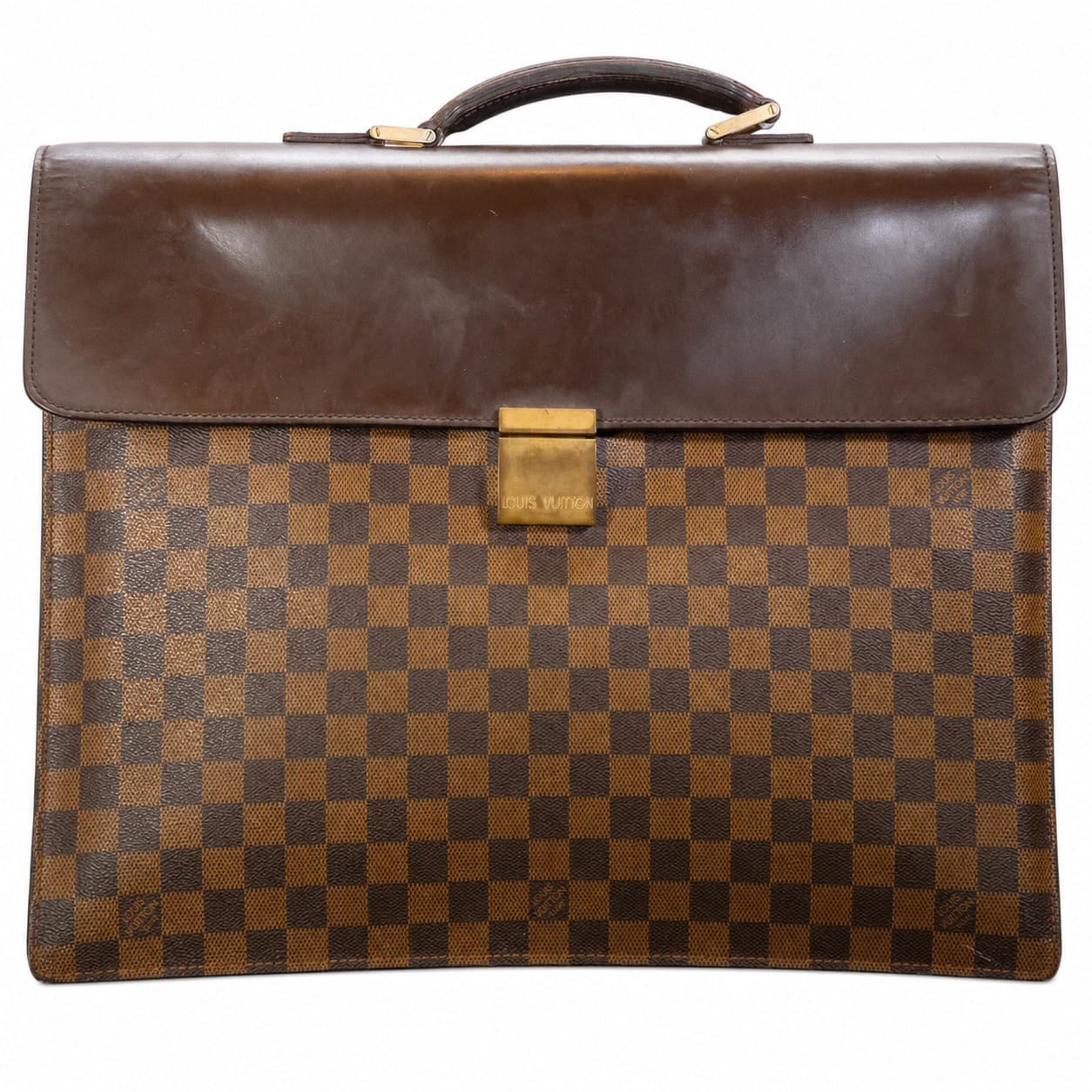 Louis Vuitton Damier Ebene Canvas Leather Briefcase Document Case Bag Brown