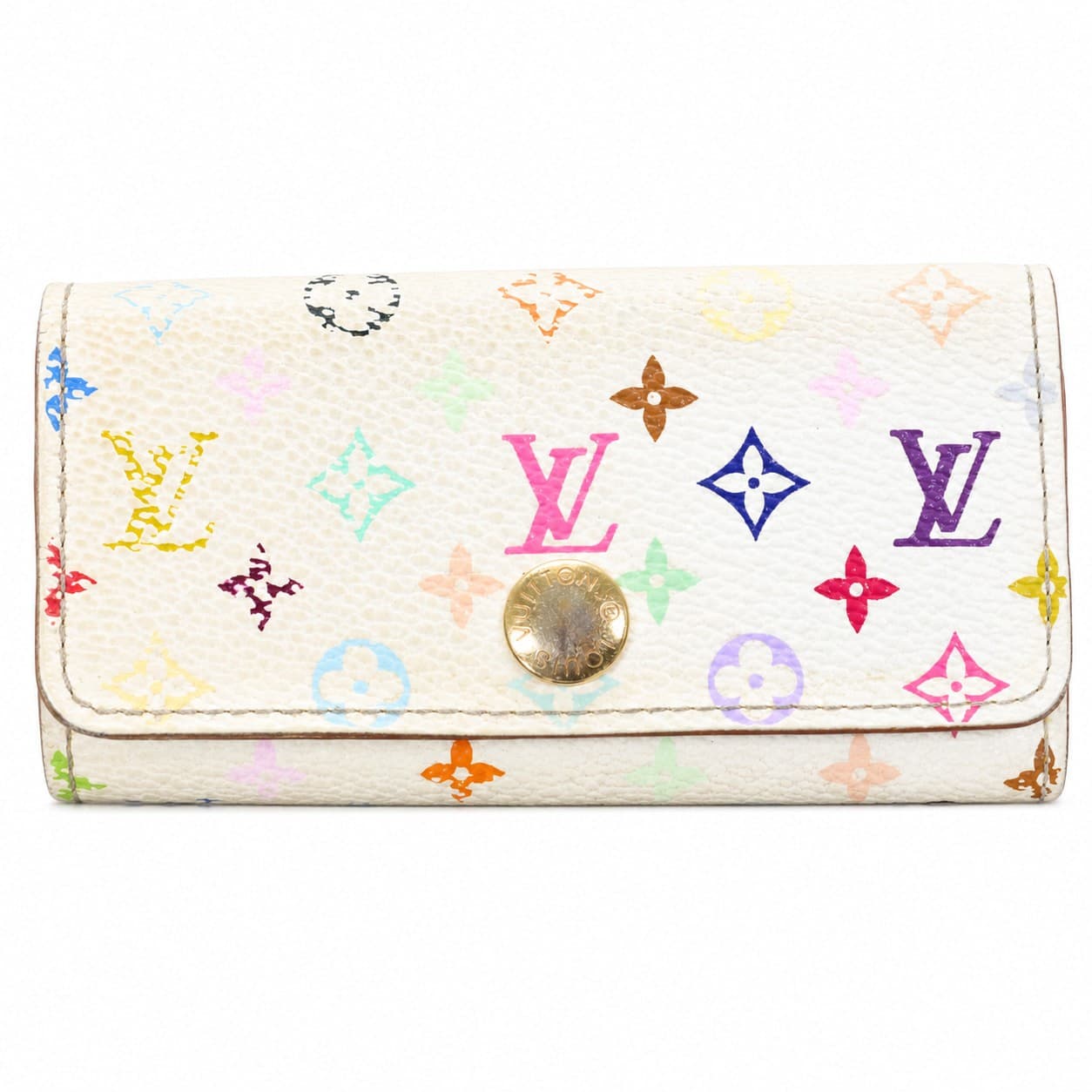 Louis Vuitton Multicolore Multicles 4 Key Holder Wallet White Canvas Leather