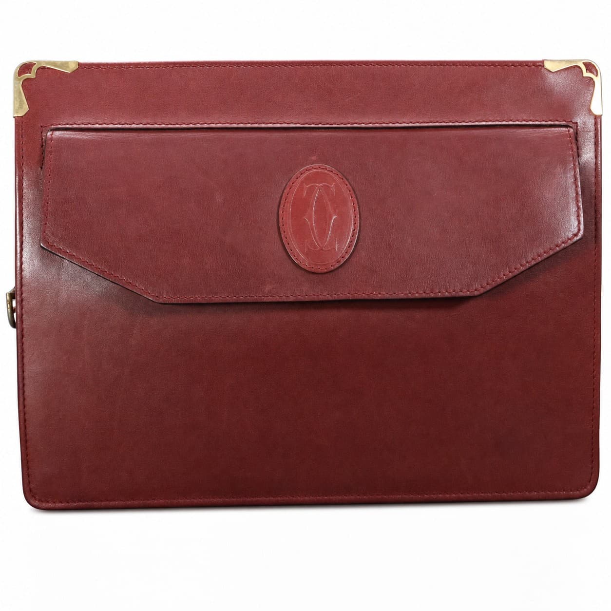 Cartier Must De Cartier Burgundy Leather Clutch Bag Portfolio Document Case