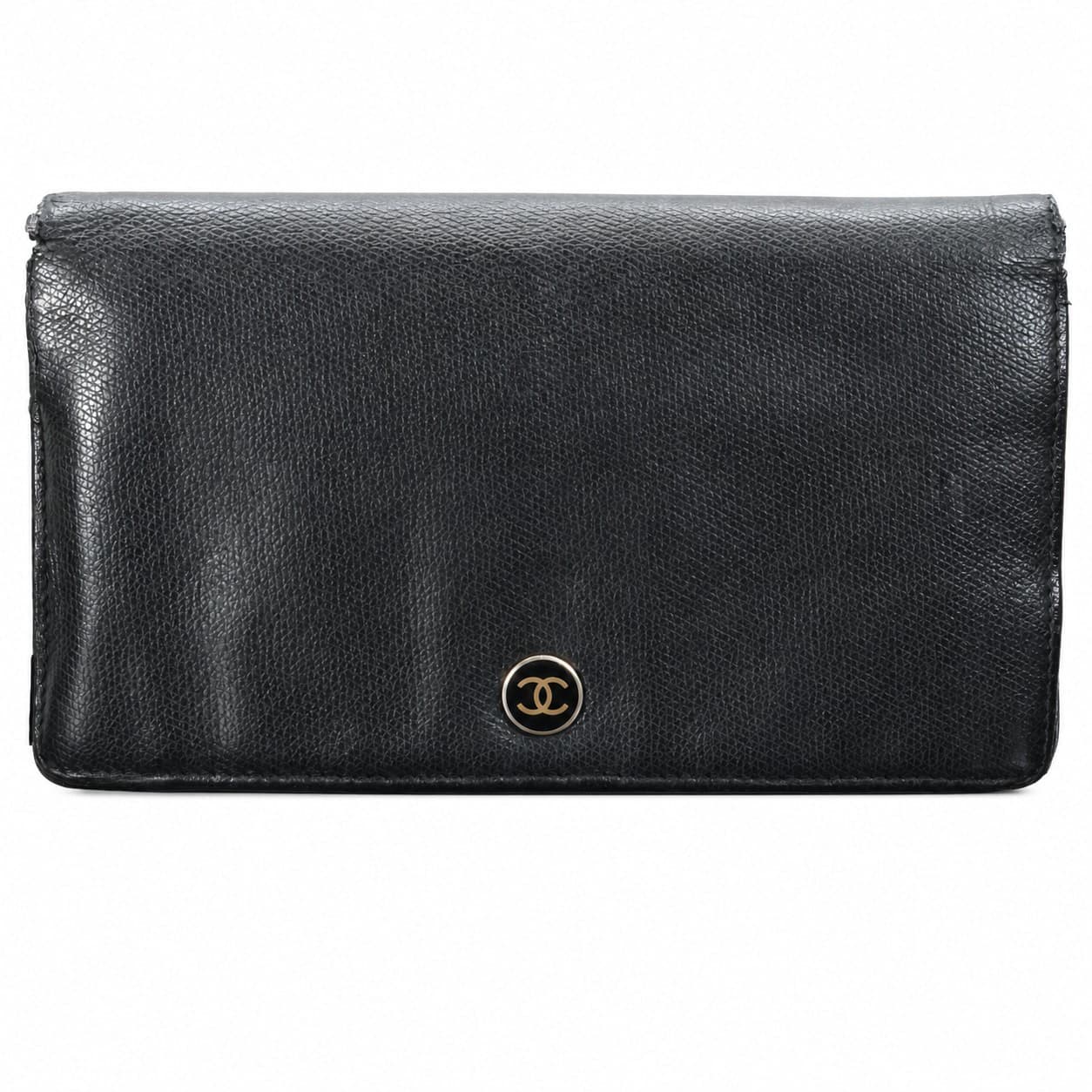 Chanel Black Caviar Leather Long Wallet Gold Hardware Bifold