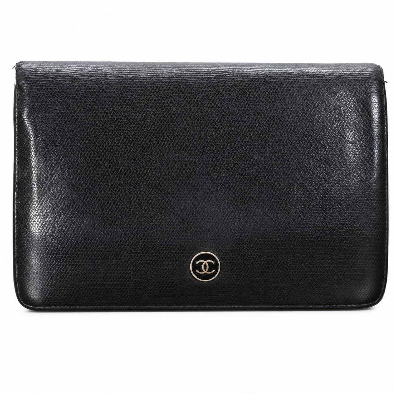 Chanel Caviar Leather Bifold Long Wallet Black Gold Hardware