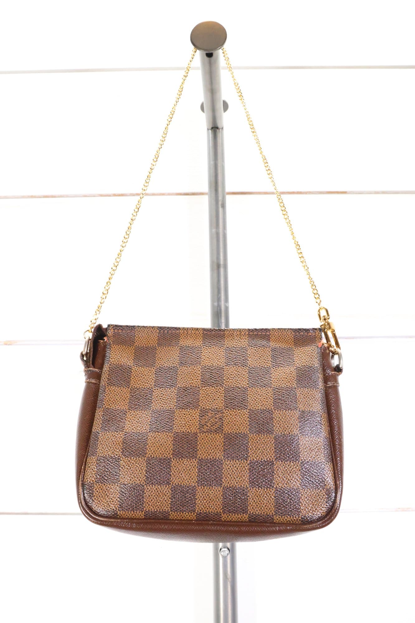 Louis Vuitton Damier Ebene Mini Pochette Accessoires Crossbody Handbag Purse Bag Clutch