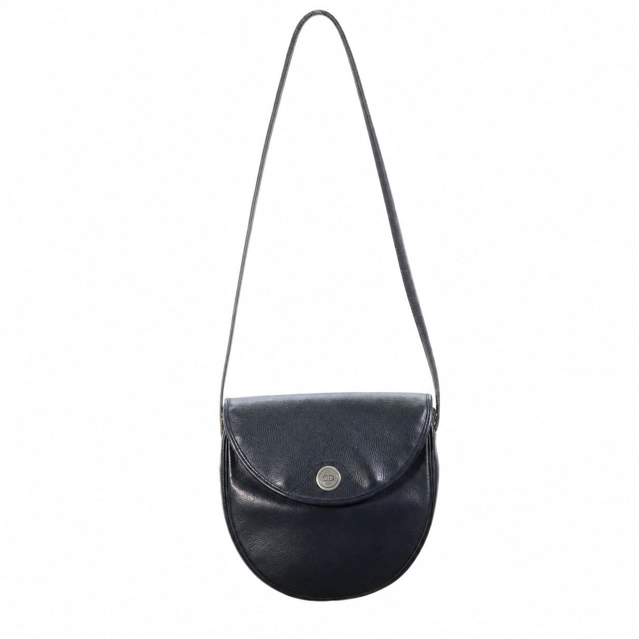 Christian Dior Black Leather Crossbody Shoulder Bag Handbag Purse CD Logo