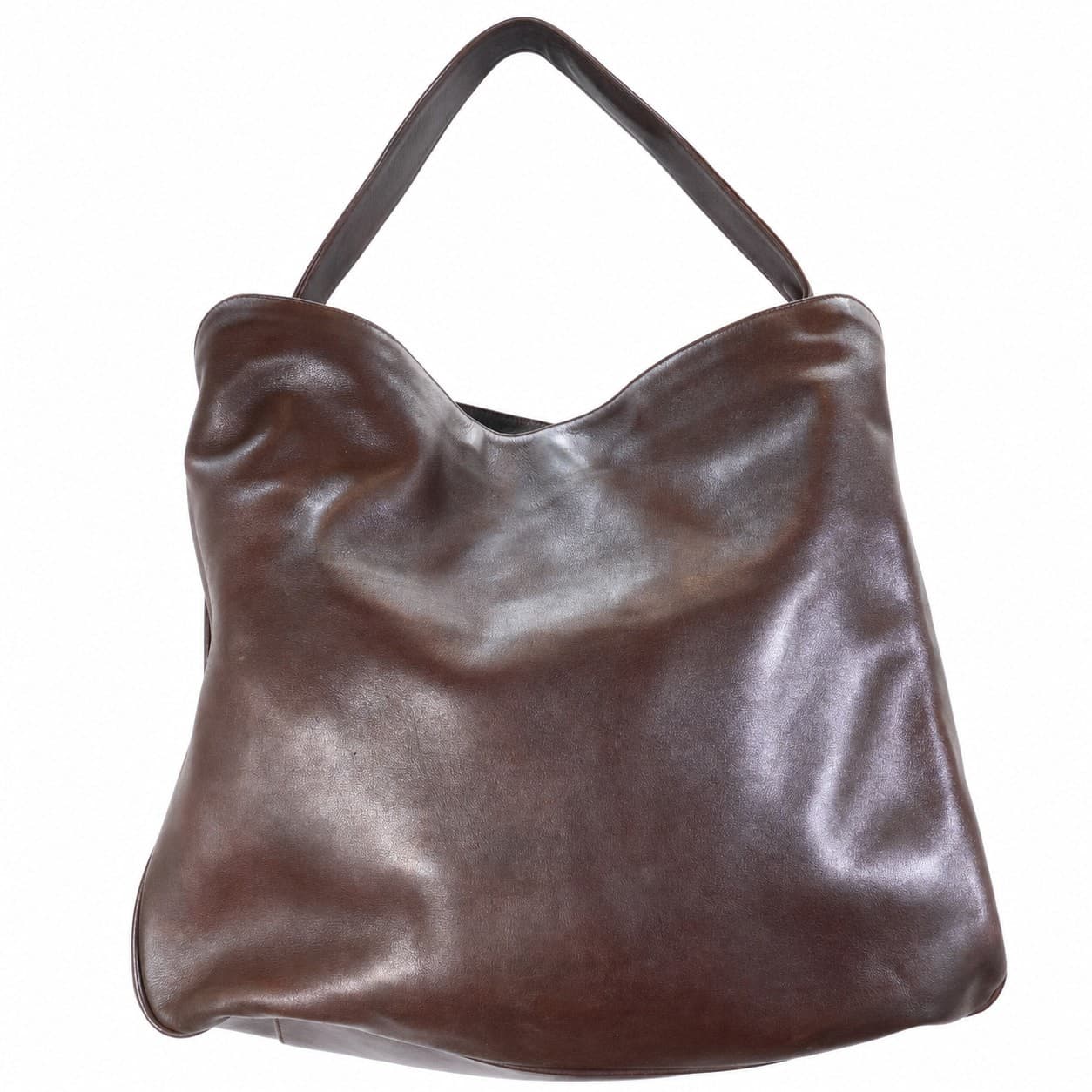 Gucci Bamboo Brown Leather Hobo Shoulder Bag Handbag Purse Gold Hardware