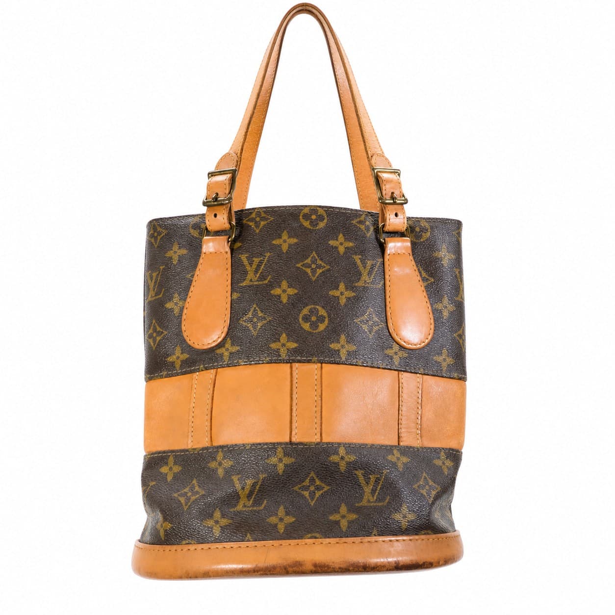 Louis Vuitton Vintage French Company Monogram Canvas Leather Bucket Shoulder Handbag Purse Bag Tote