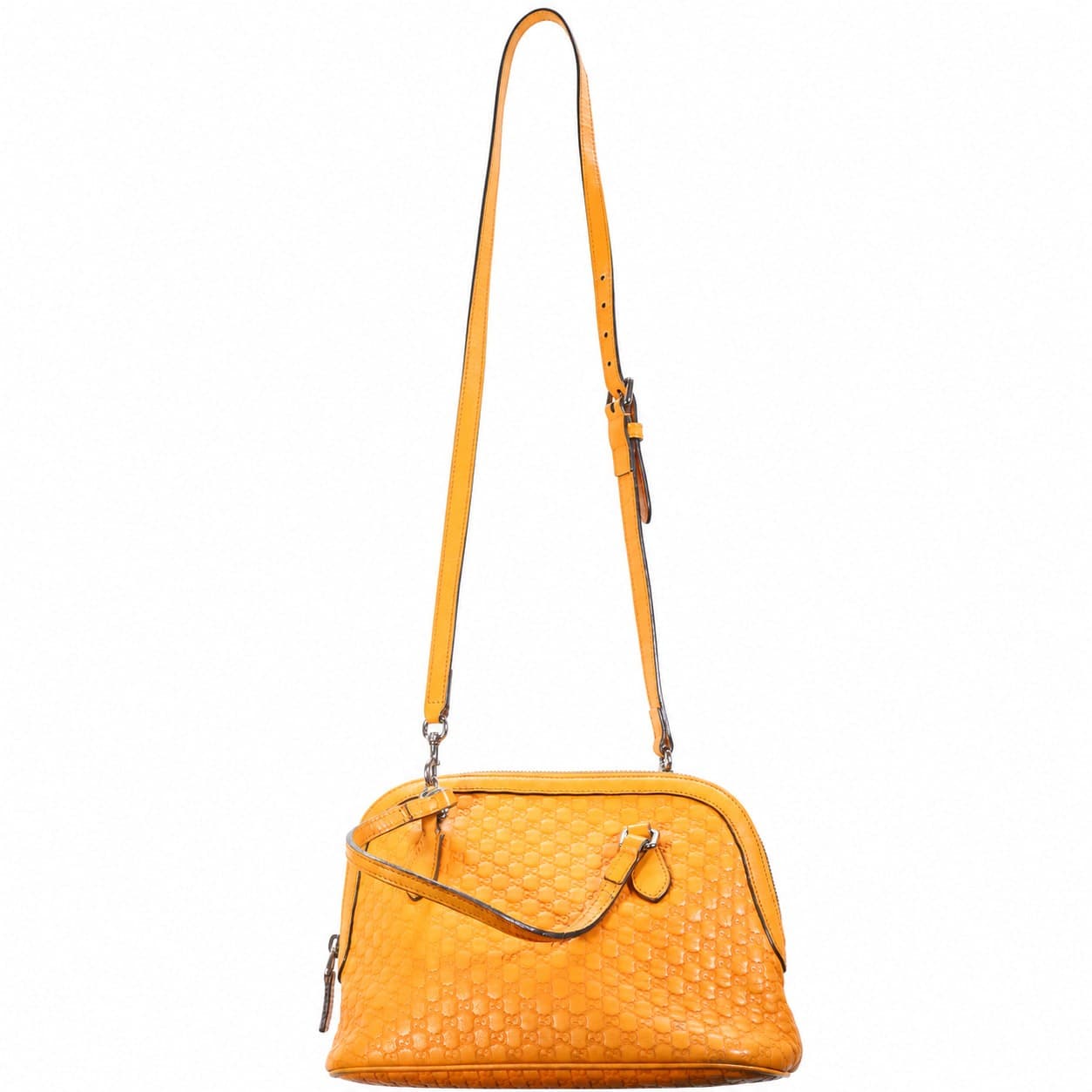 Gucci Microguccissima Dome Satchel Handbag Purse Bag Orange Leather Crossbody