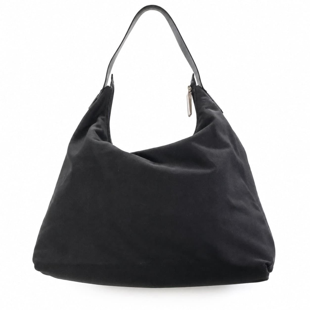 Salvatore Ferragamo Black Canvas Leather Hobo Shoulder Bag Handbag Purse