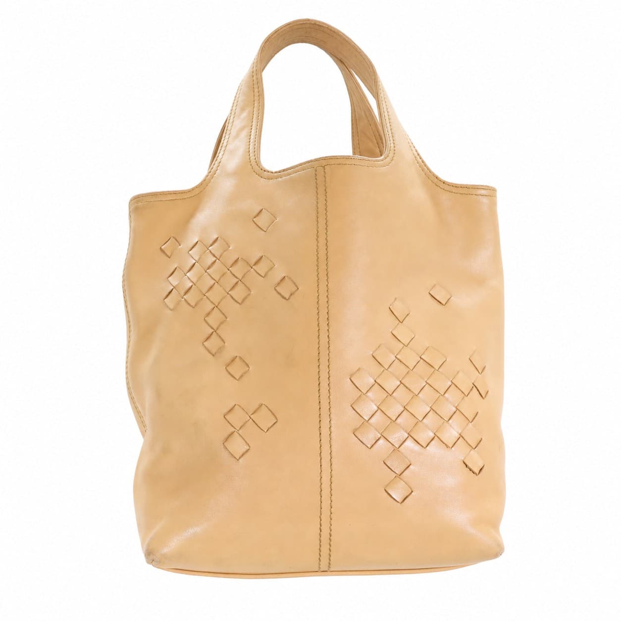 Bottega Veneta Tan Leather Intrecciato Shoulder Bag Handbag Purse Tote