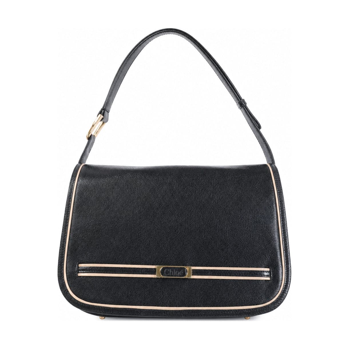 Chloé Black Leather Shoulder Bag Handbag Purse Gold Hardware