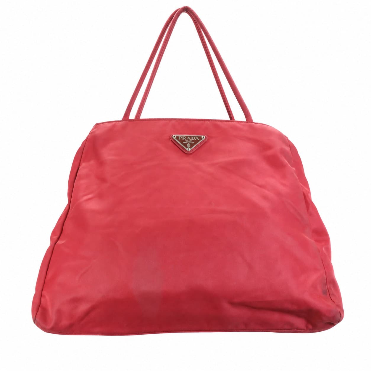 Prada Nylon Tessuto Tote Bag Handbag Purse Shoulder Bag Red