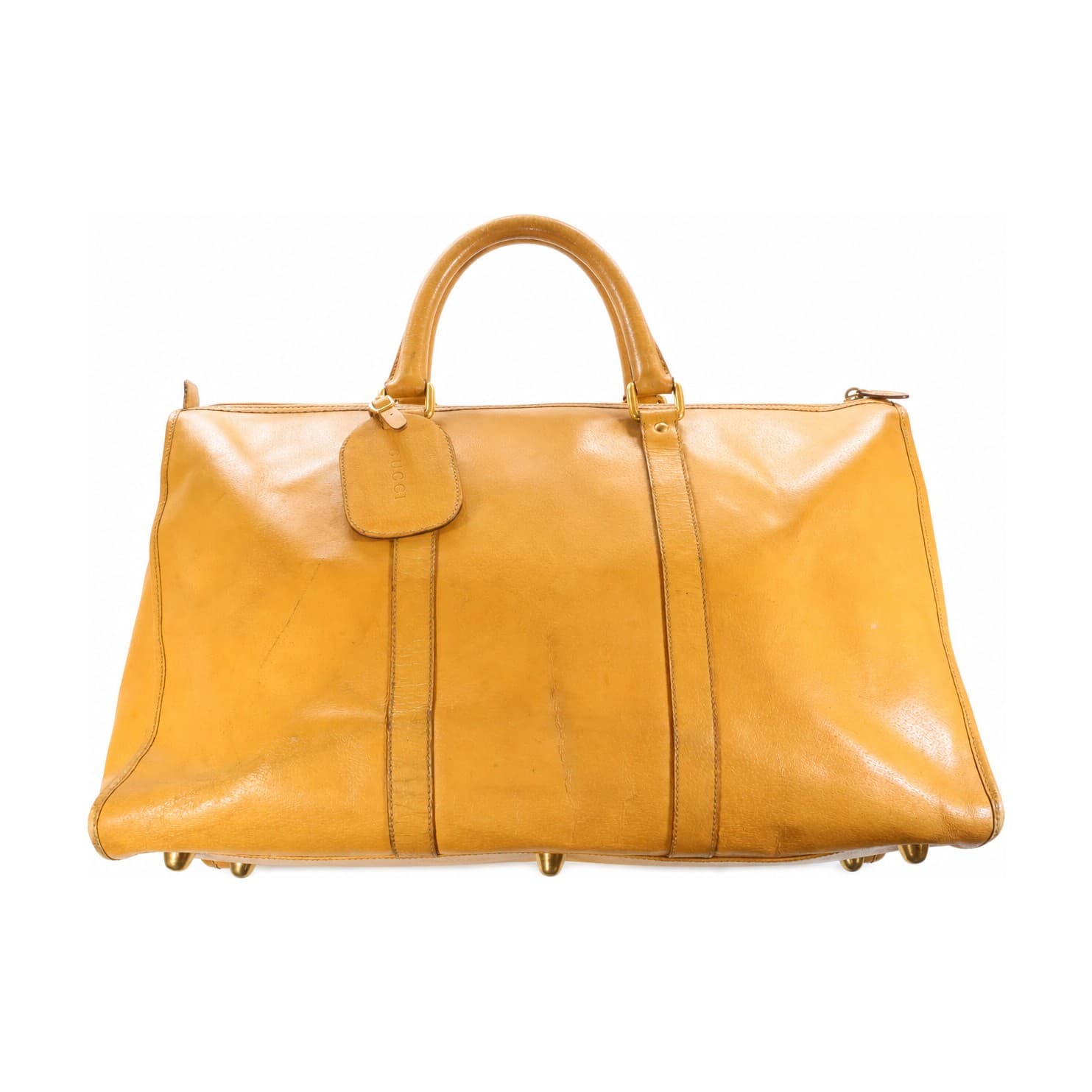 Gucci Vintage Tan Leather Doctor Bag Handbag Purse Travel Satchel