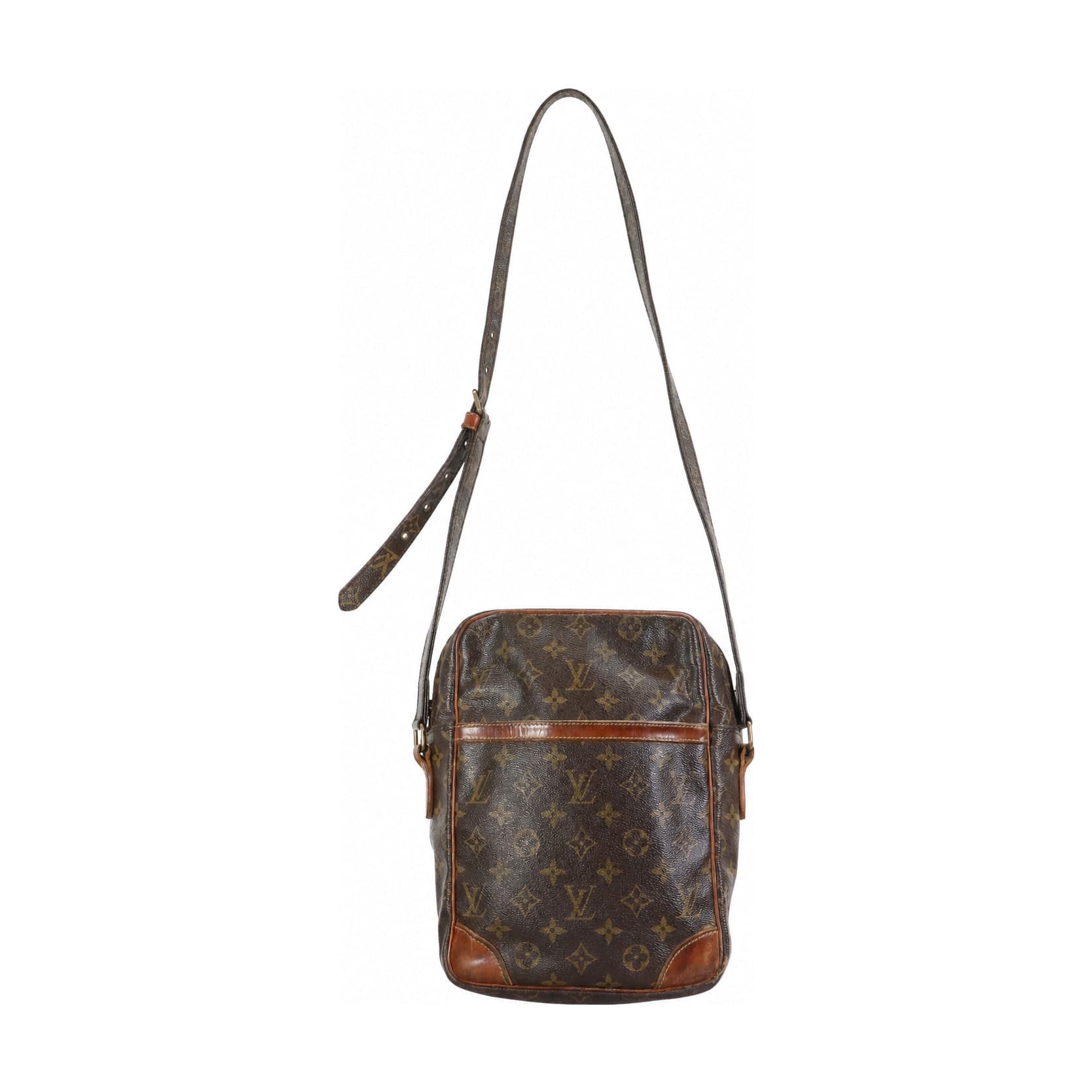 Louis Vuitton Danube Monogram Canvas Crossbody Shoulder Bag Brown