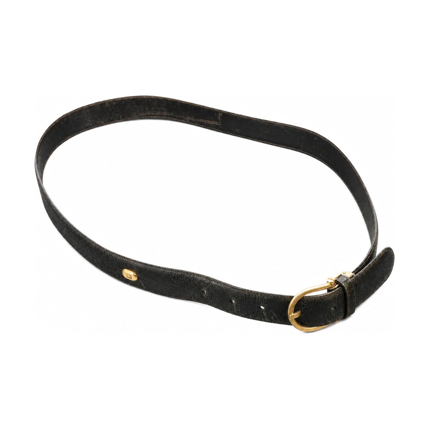 Dunhill Black Leather Belt Gold Tone Buckle Size 40/100 Made In Italy