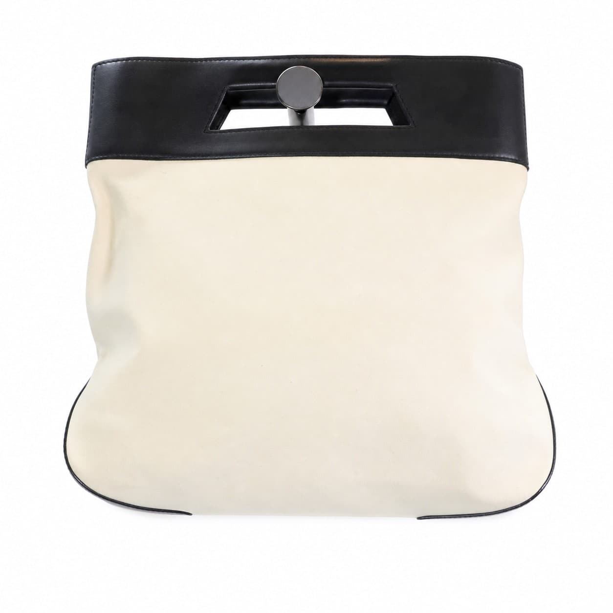 Loewe Canvas Leather Top Handle Handbag Purse Bag Cream Black Anagram
