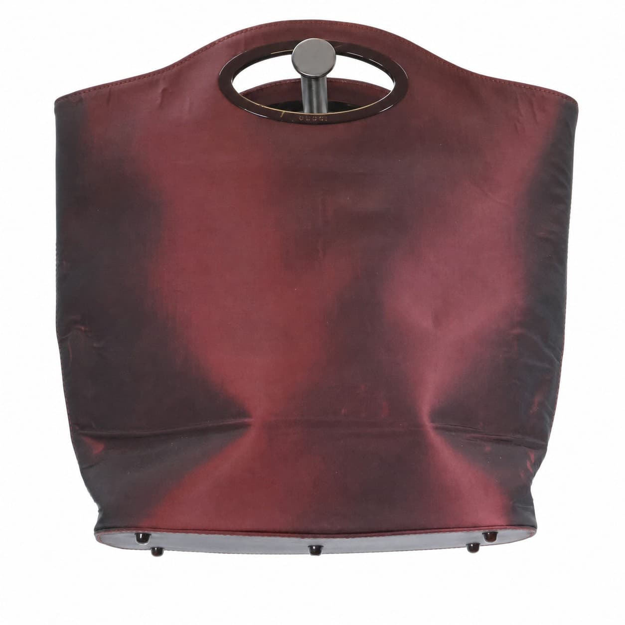 Gucci Burgundy Satin Top Handle Bag Handbag Purse Ring Handle