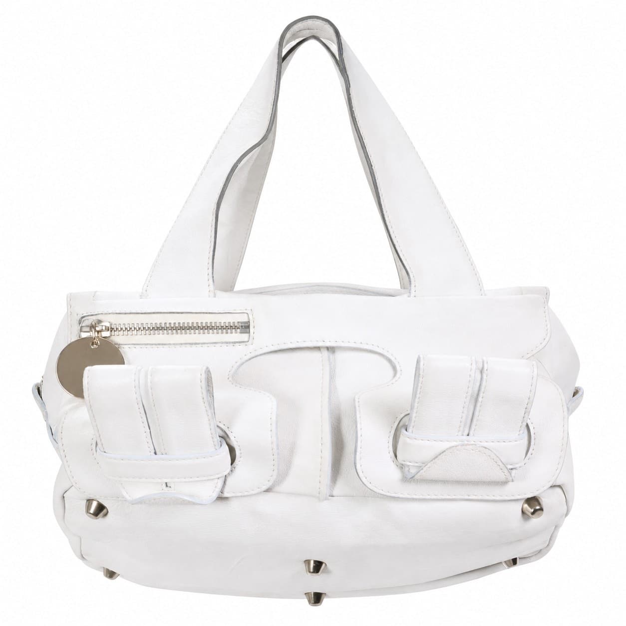 Chloé White Leather Satchel Shoulder Bag Handbag Purse Top Handle