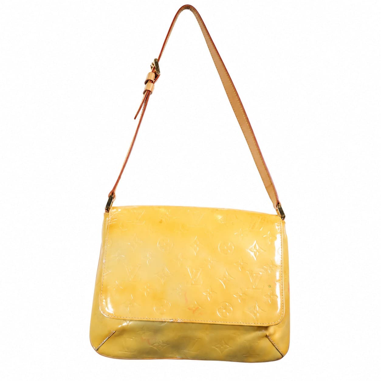 Louis Vuitton Thompson Street Monogram Vernis Yellow Patent Leather Shoulder Bag Handbag Purse