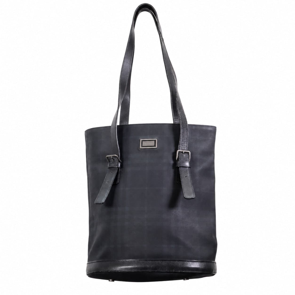 Burberry Black Nubuck Leather Tote Shoulder Bag Handbag Purse Italy
