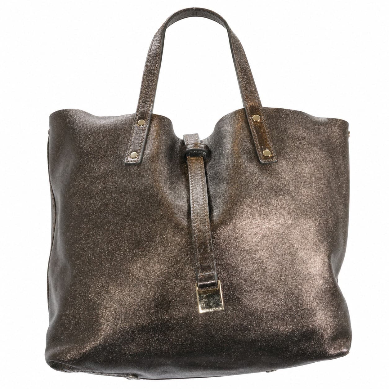 Tiffany & Co. Reversible Metallic Bronze Leather Suede Tote Handbag Purse Bag