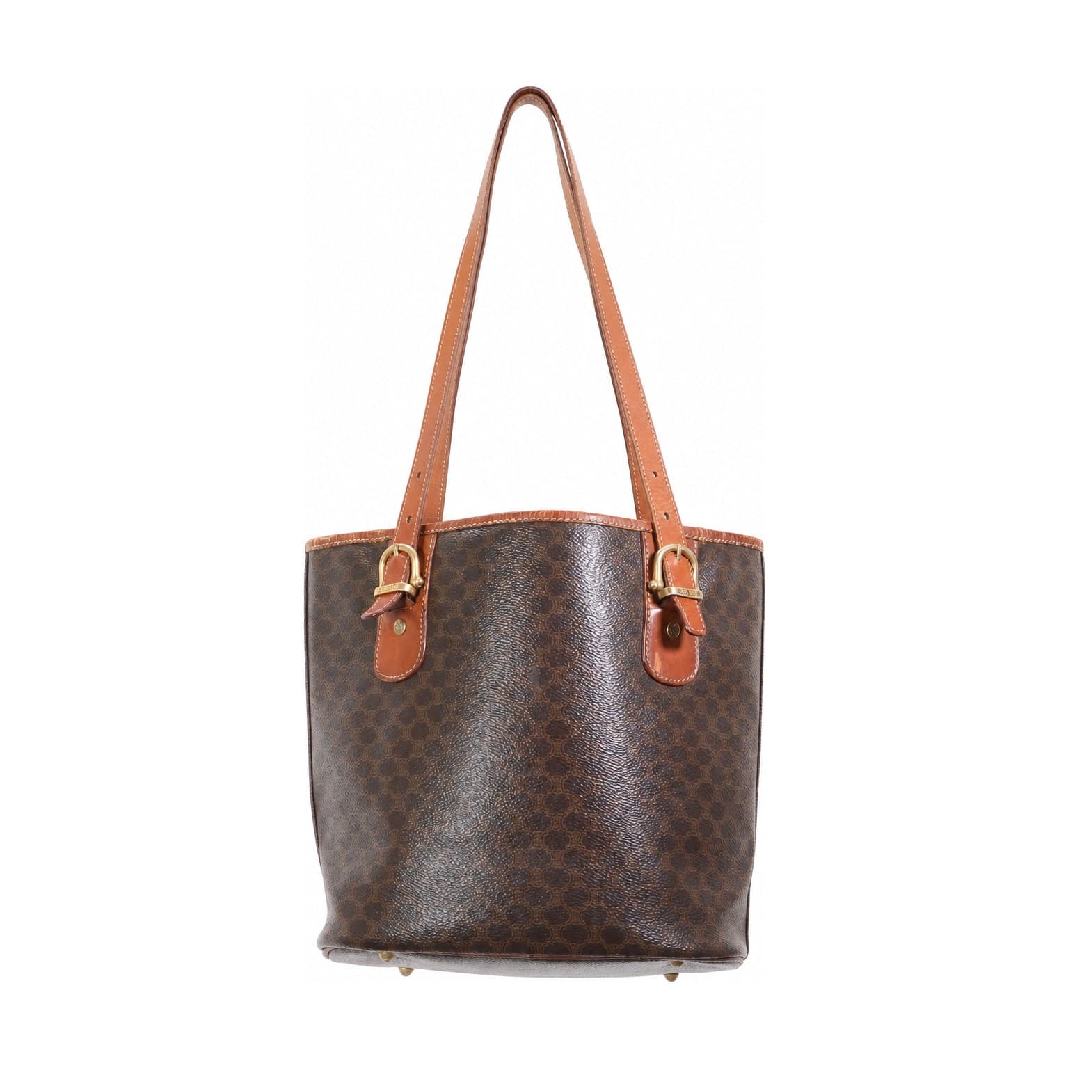 Céline Macadam Brown Canvas Leather Shoulder Bag Tote Handbag Purse